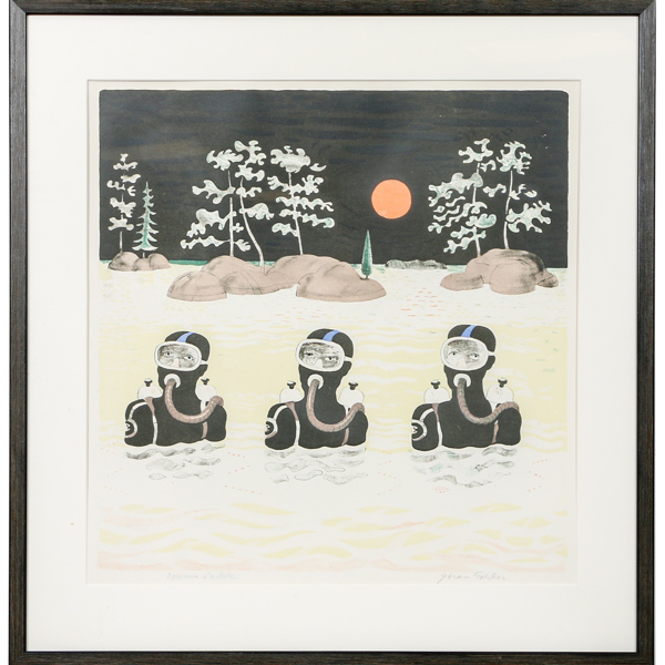 Göran Folcker, trio i dykare, litografi