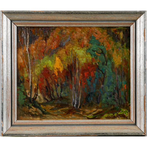 Fritz Sandberg, "Höstfärger", olja på pannå