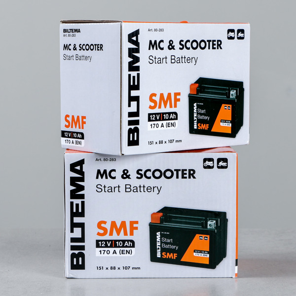 MC & Scooter startbatterier, SMF, 2 st, 12 v, 10 Ah, Biltema
