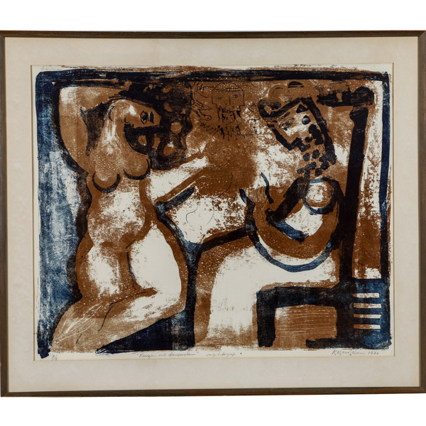 Lennart Rosensohn, "Kungen och danserskan", litografi