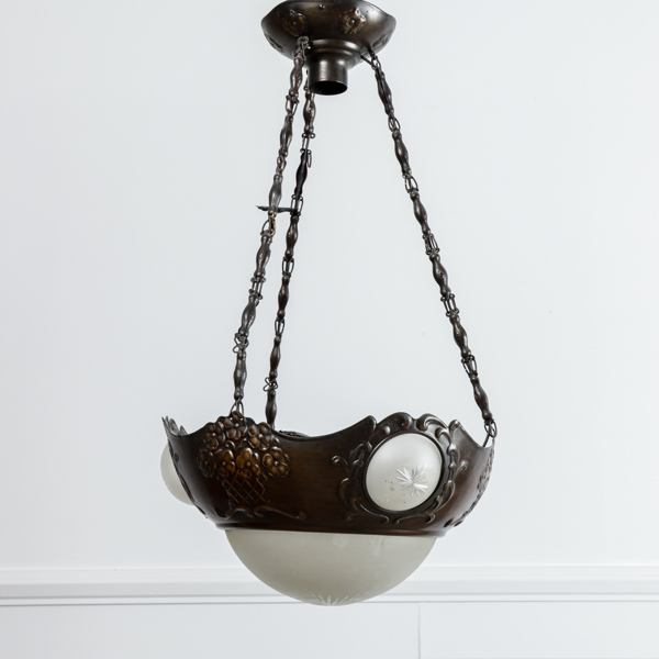 Taklampa, koppar och glas, 1920-tal