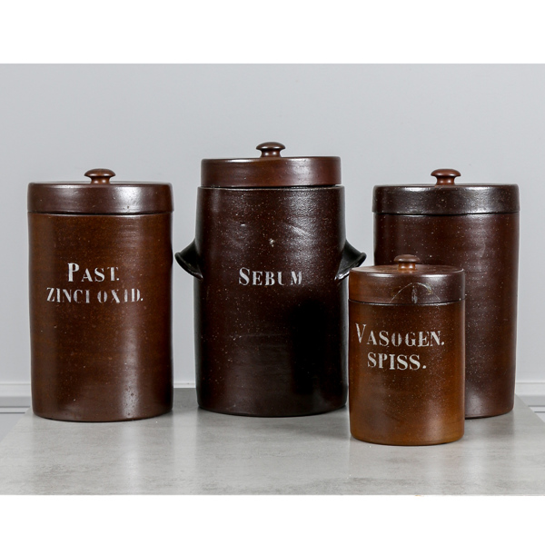 Apoteksburkar, 4 st, stengods