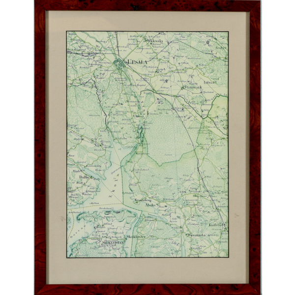 Karta, Uppsala, handkolorerat kopparstick, 1867