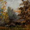 Oidentifierad konstnär, höstlandskap, olja på duk, signerad