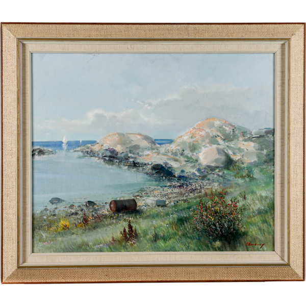 Oidentifierad konstnär, sommaridyll, olja på duk