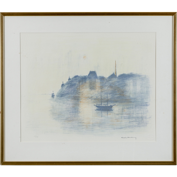 Gustav Rudberg, segelbåt, litografi