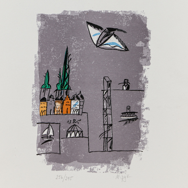 Madeleine Pyk, litografi, signerad