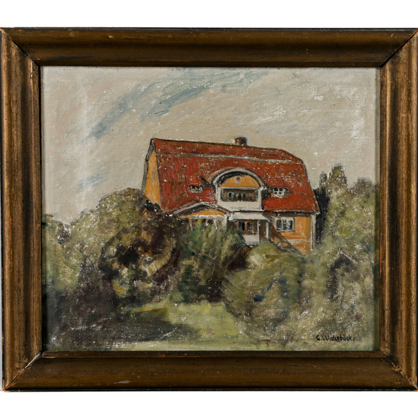 Gusten Widerbäck, gula villan, olja på duk, signerad