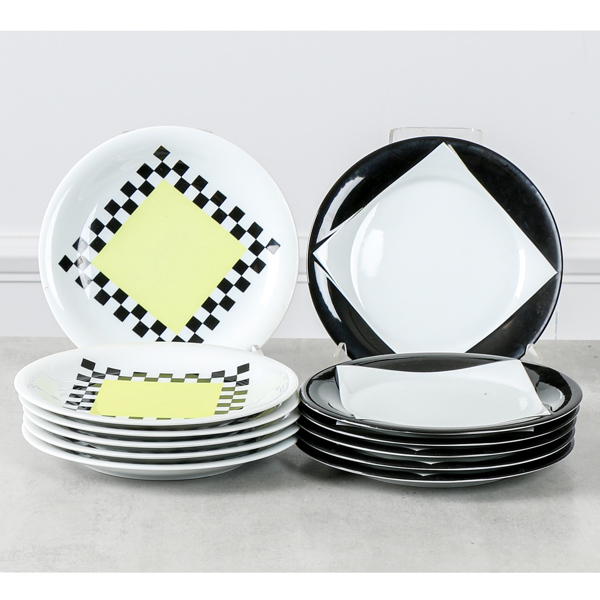 Assietter, Rörstrand, "Quattro Nero" och "Designers Collection", Birgitta Watz och Inez Svensson