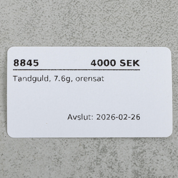 Tandguld, 7.6g, orensat