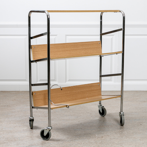 Biblioteks-/ bokvagn, trä, metall, 2000-tal