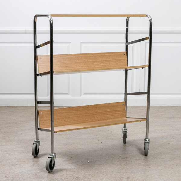 Biblioteks-/ bokvagn, trä, metall, 2000-tal