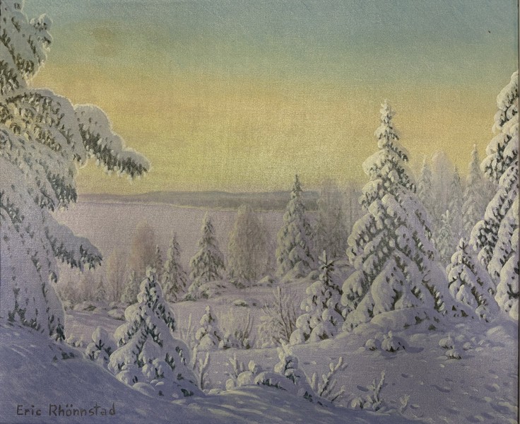 Eric Rhönnstad, vinterlandskap, olja på duk, signerad