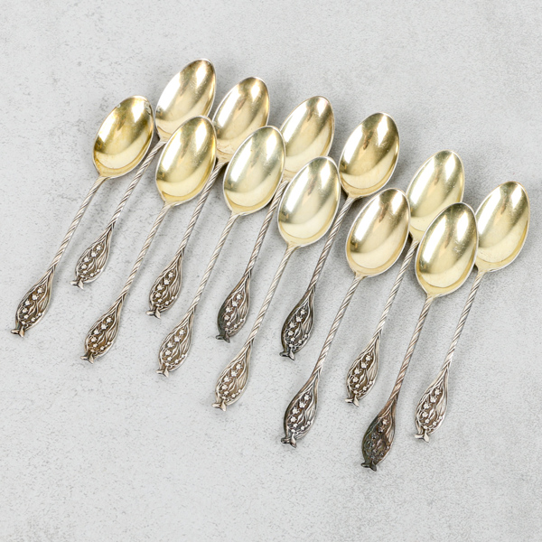 Kaffeskedar, 12st, Sterling silver, 82g