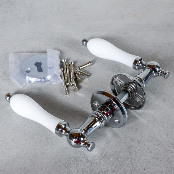  Dörrtrycken, 10 st, krom/vit