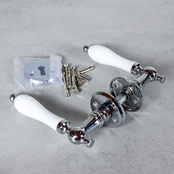 Dörrtrycken, 10 st, krom/vit