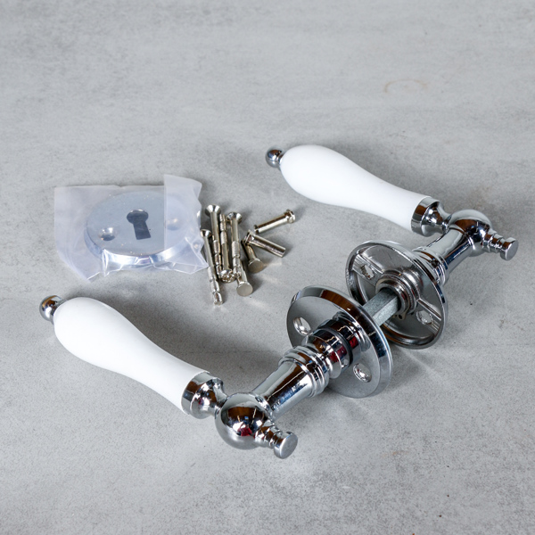 Dörrtrycken, 6 st, krom/vit