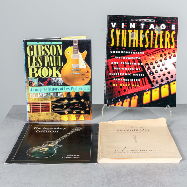 Böcker, om instrument, bla Priskurant 