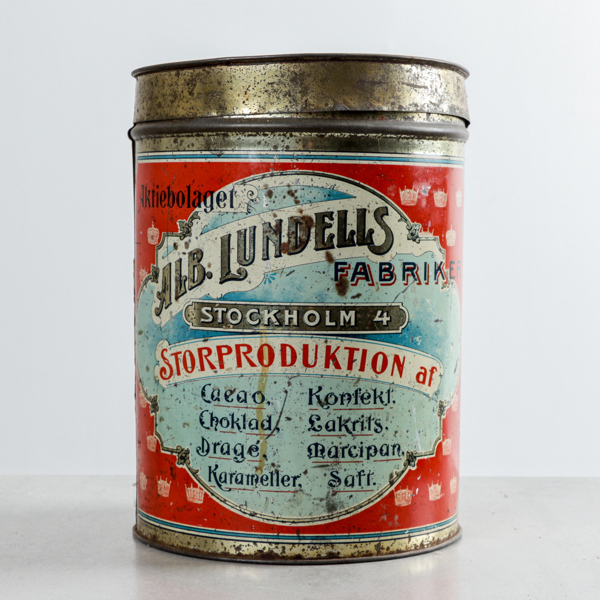 Plåtburk, ALB Lundells Fabriker, Stockholm, 1900-talets första del