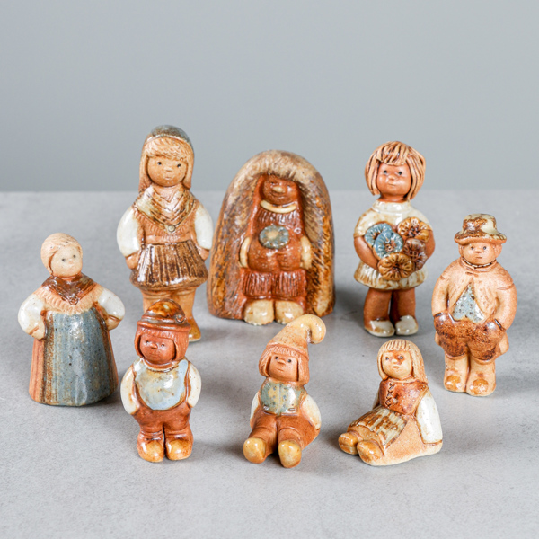 Figurer, 8 st, stengods, Rutebo stengods Leksand