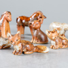 Figurer, djur, 8 st, stengods, Rutebo stengods Leksand