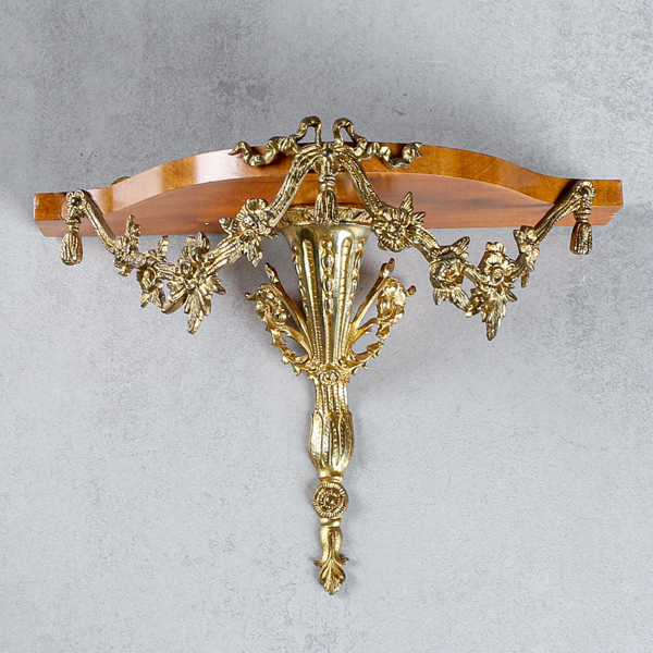 Vägghylla, mahogny, mässing, 1800/1900-tal