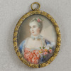 Miniatyr, kvinnoporträtt, gouach, signerad, 1800-tal