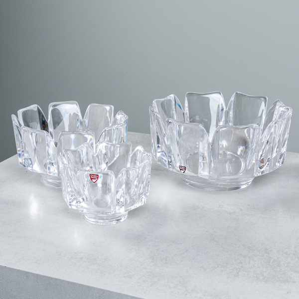 Skålar, 3 st, "Corona", Lars Hellsten, Orrefors