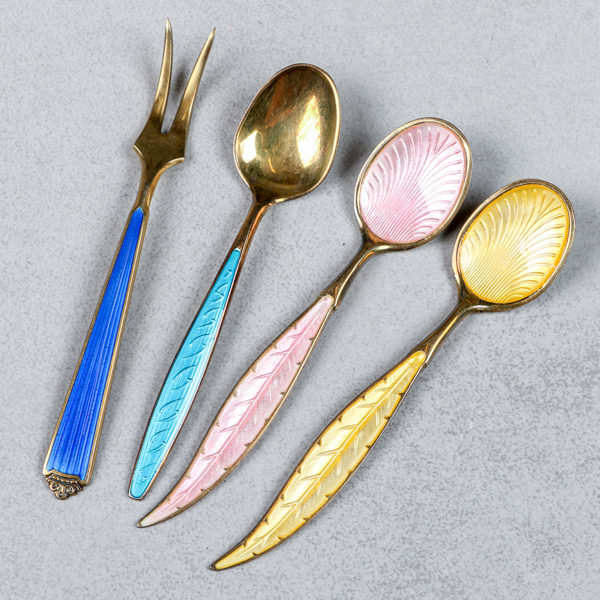 Uppläggningsbestick, 4 delar, sterling silver, Norge