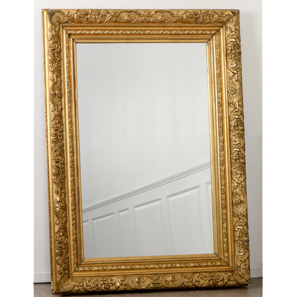 Stor spegel, Praktram, Ludvig Friberg Spegel- & ramfabrik, Stockholm, omkring sekelskiftet 18/1900, 63x118 cm.