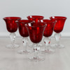 Vinglas, 6 st, rött glas med inneslutna luftbubblor, 2000-tal