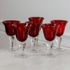 Vinglas, 6 st, rött glas med inneslutna luftbubblor, 2000-tal