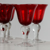 Vinglas, 6 st, rött glas med inneslutna luftbubblor, 2000-tal