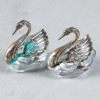 Saltkar, 2st, silver och kristall, svanar