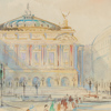 Oidentifierad konstnär, akvarell, "Palace de Opera", Frankrike, signerad