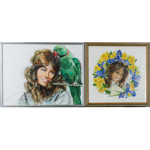 Gerd Miller, 3 st, blandteknik, signerade