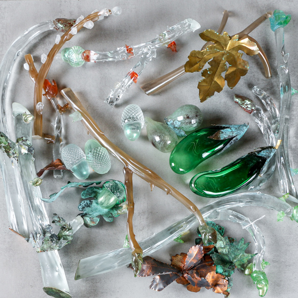 Konstföremål, glas och metall, handgjorda