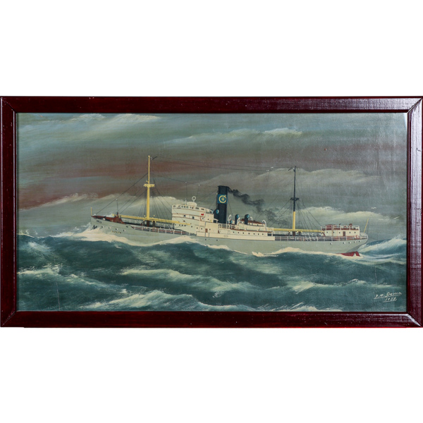 Fartygsporträtt, "Kalix", olja signerad R.M Stettin, 1938