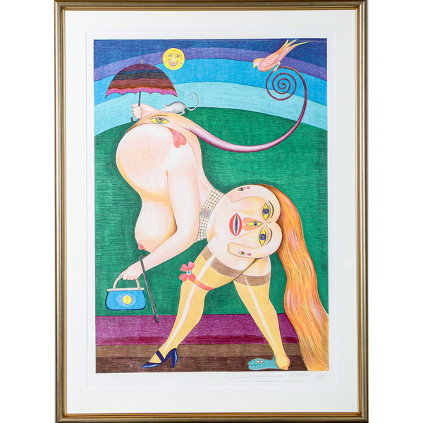 Friedrich Schröder-Sonnenstern, färglitografi, signerad och daterad 1965