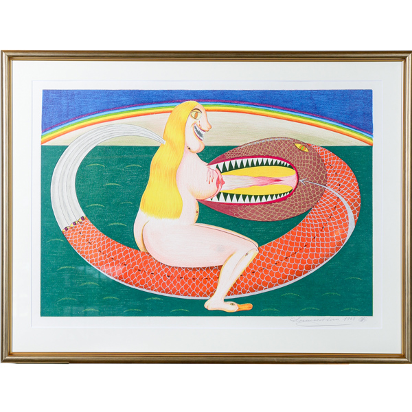 Friedrich Schröder-Sonnenstern, färglitografi, signerad och daterad 1965