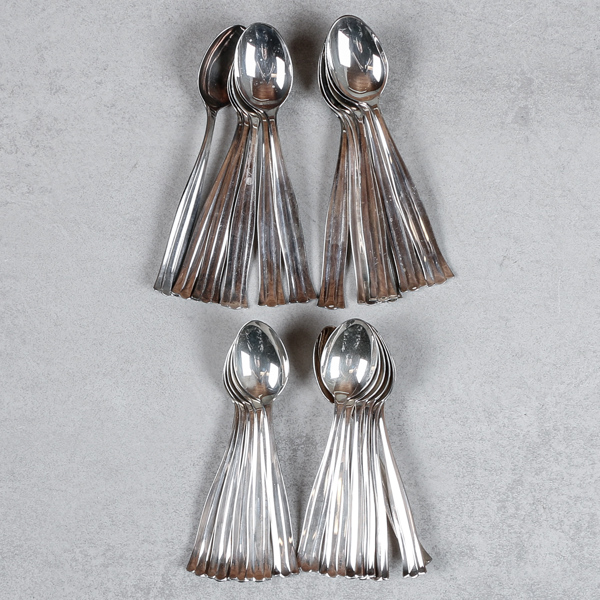 Kaffe- och teskedar, 12+12 delar, silver, 320g