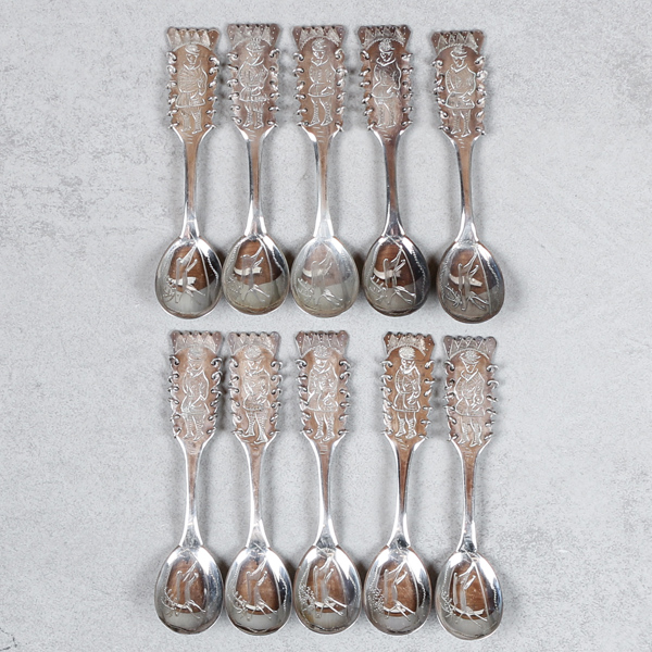 Skrammelskedar, 10st, silver, COP, 118g