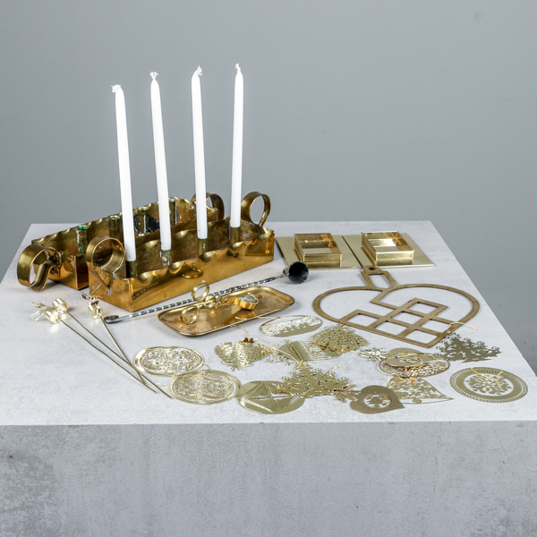 Advenstsljustakar, 2 st, mässing, julgransdekorationer, mm