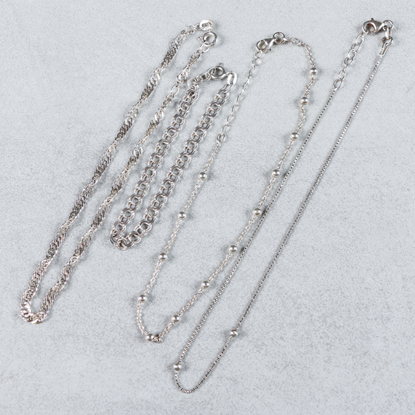 Armband och halsband, 4 delar, silver