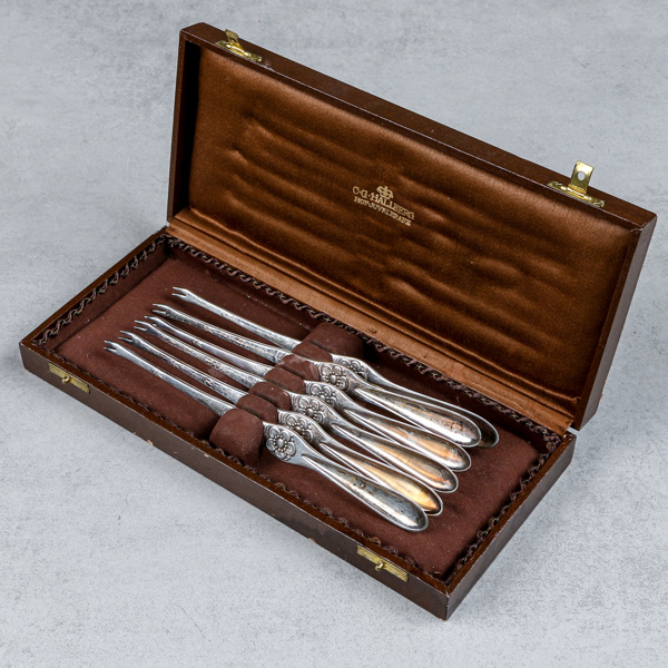 Skaldjursbestick, 6 delar, silver, 155g, CG. Hallberg