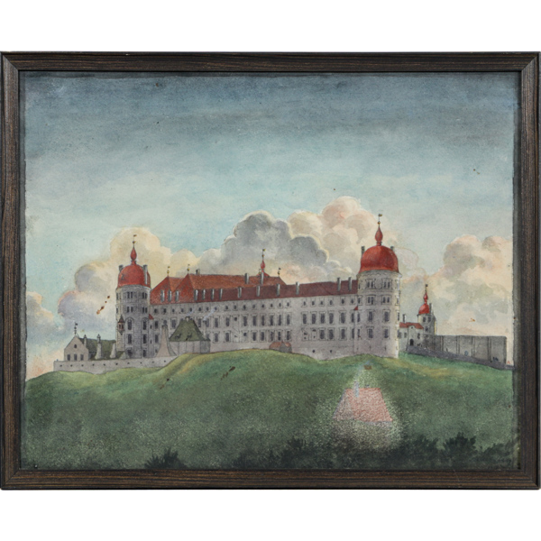 Fritiof Åberg, akvarell, "Uppsala Slott", 1950
