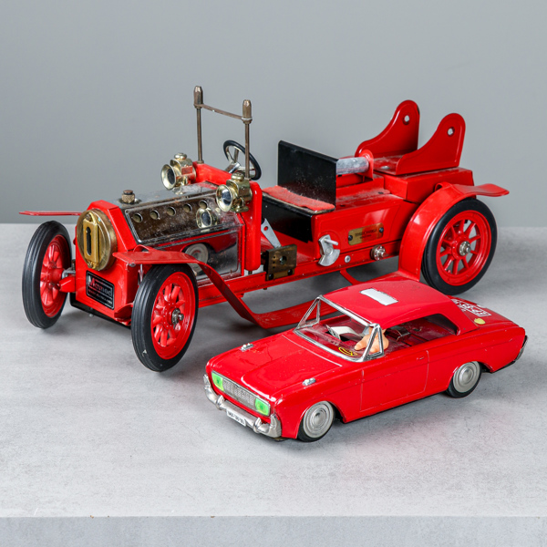 Brandbil, ångdriven, Mamod samt leksaksbil, Ford Taunus, plåt, Japan